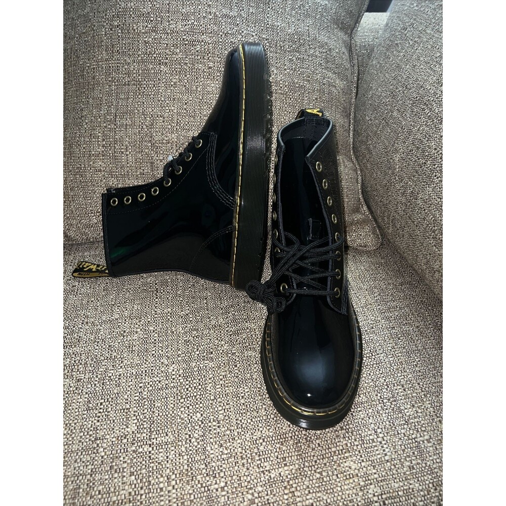 Doc Martens Zavala Patent Lamper Boots UK 6 US 8 Black Unisex Combat Boots